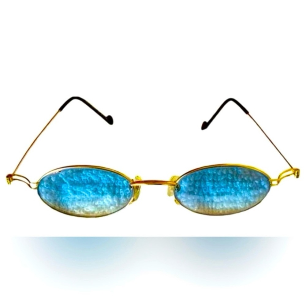 VERY RARE Authentic Gucci Coogi Brand Name Gold Metal Frame Blue Tint Sunglasses